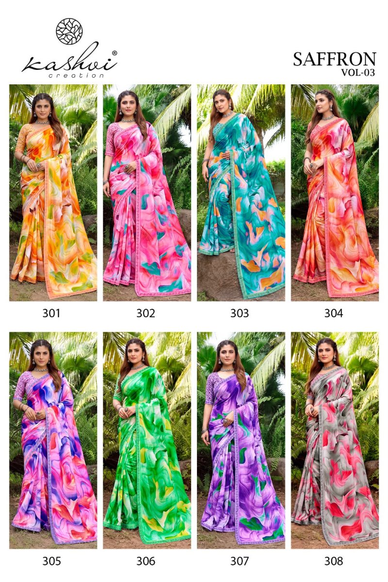 Saffron Vol 3 By Kashvi Raga Weightless Swarovski Saree 
